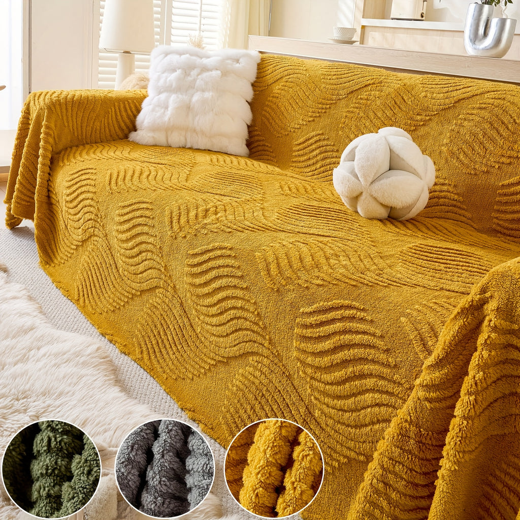 Housse de canapé en velours peluche uni