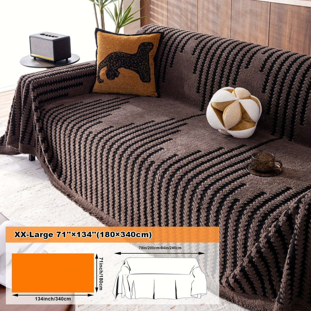 Housse de canapé en velours peluche, 180 × 340 cm, 5 coloris, présentation du produit