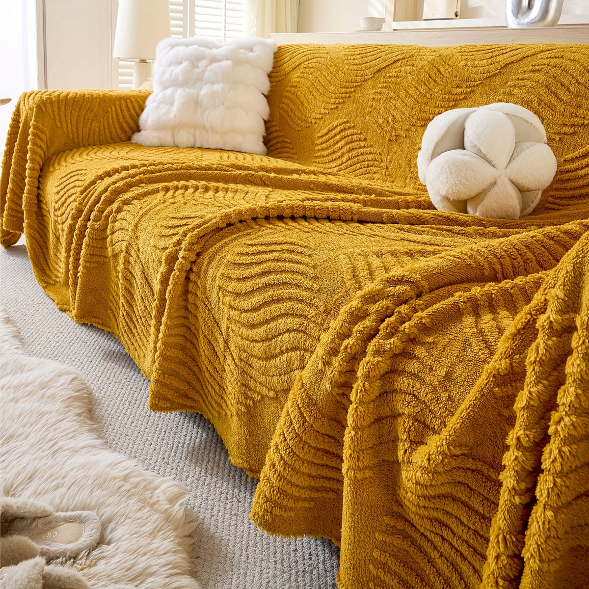 Housse de canapé en velours peluche uni, nuancier des coloris