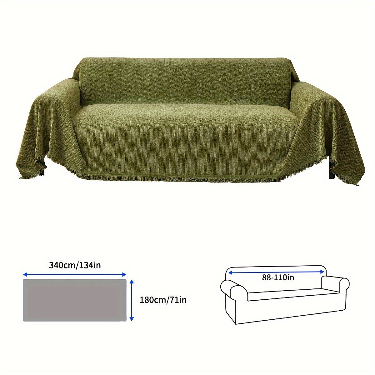 Housse de canapé, 180 × 340 cm, 4 coloris, chaud, style classique, 4 tailles : 130 × 180 cm, 180 × 260 cm, 180 × 300 cm