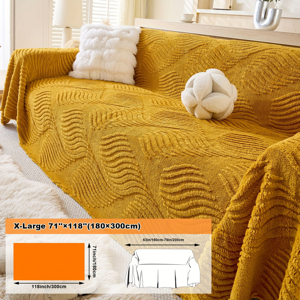 Housse de canapé en velours peluche uni, visuel complémentaire