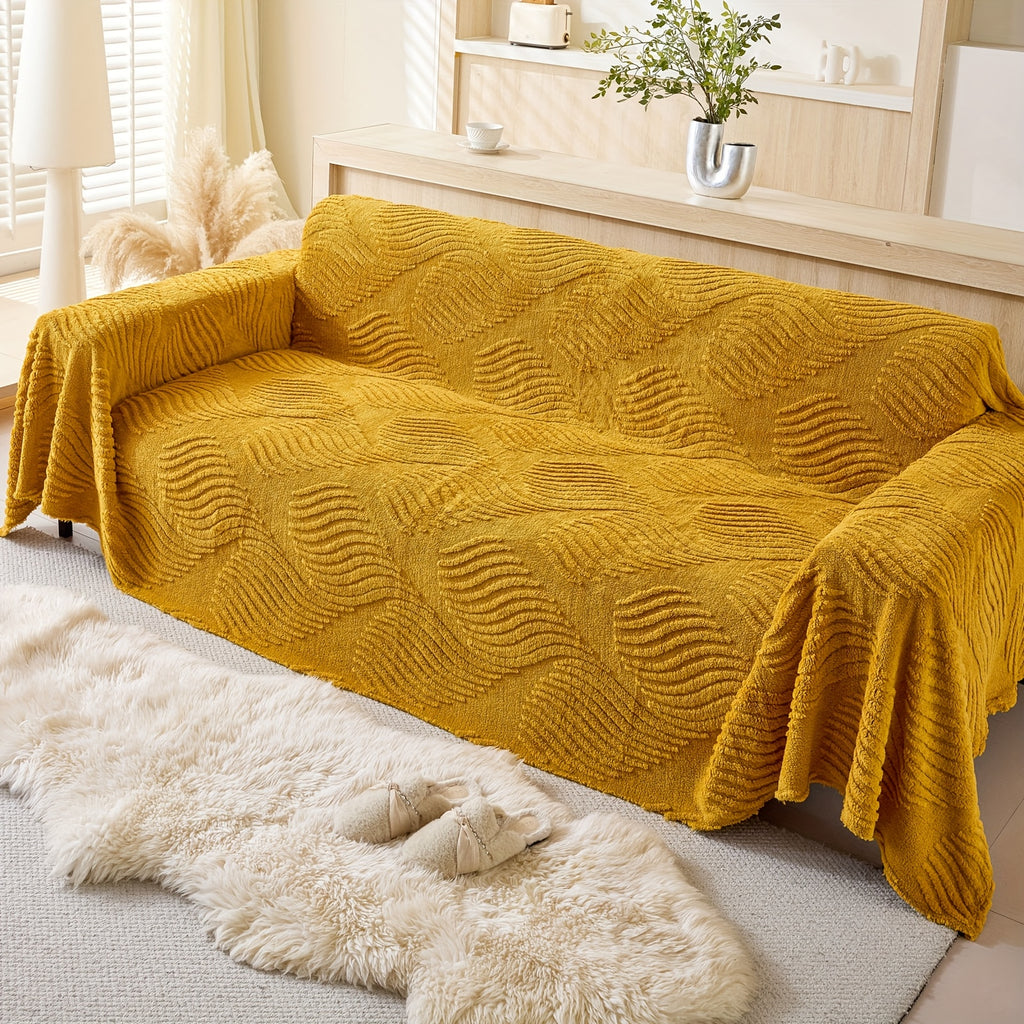 Housse de canapé en velours peluche uni, texture en gros plan