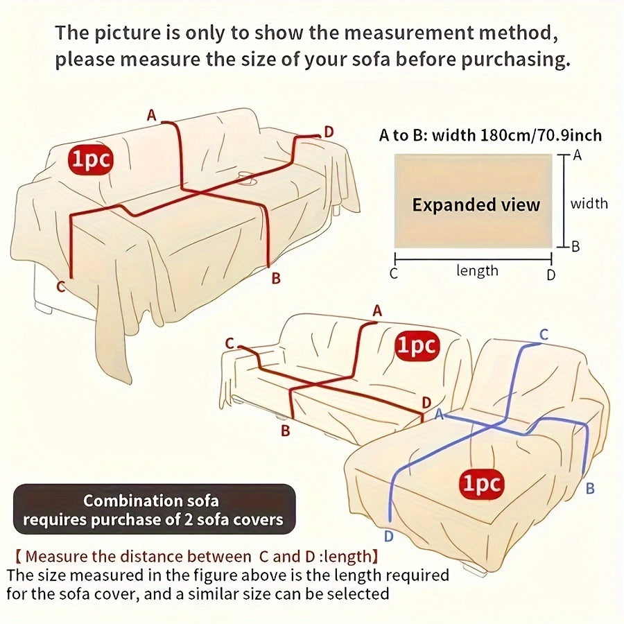 Housse de canapé en velours peluche, 185 × 340 cm, 3 coloris, visuel produit