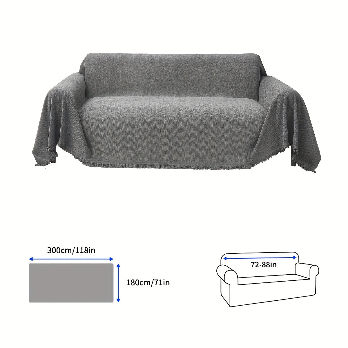 Housse de canapé, 180 × 340 cm, 4 coloris, chaud, style classique — plaid chaud canapé