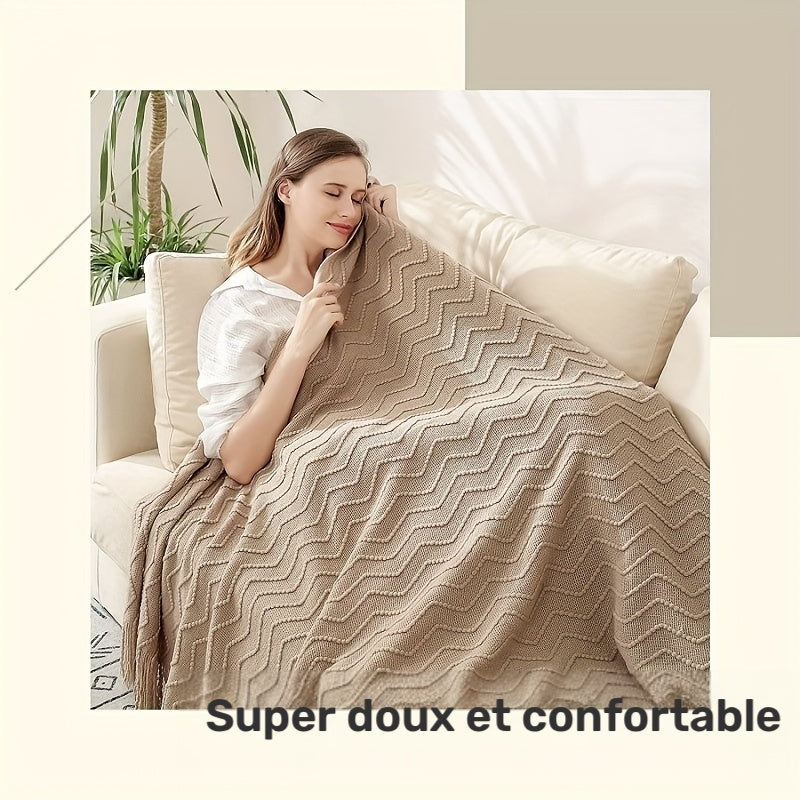 Plaid de canapé à motif géométrique, 127 × 180 cm, illustration produit