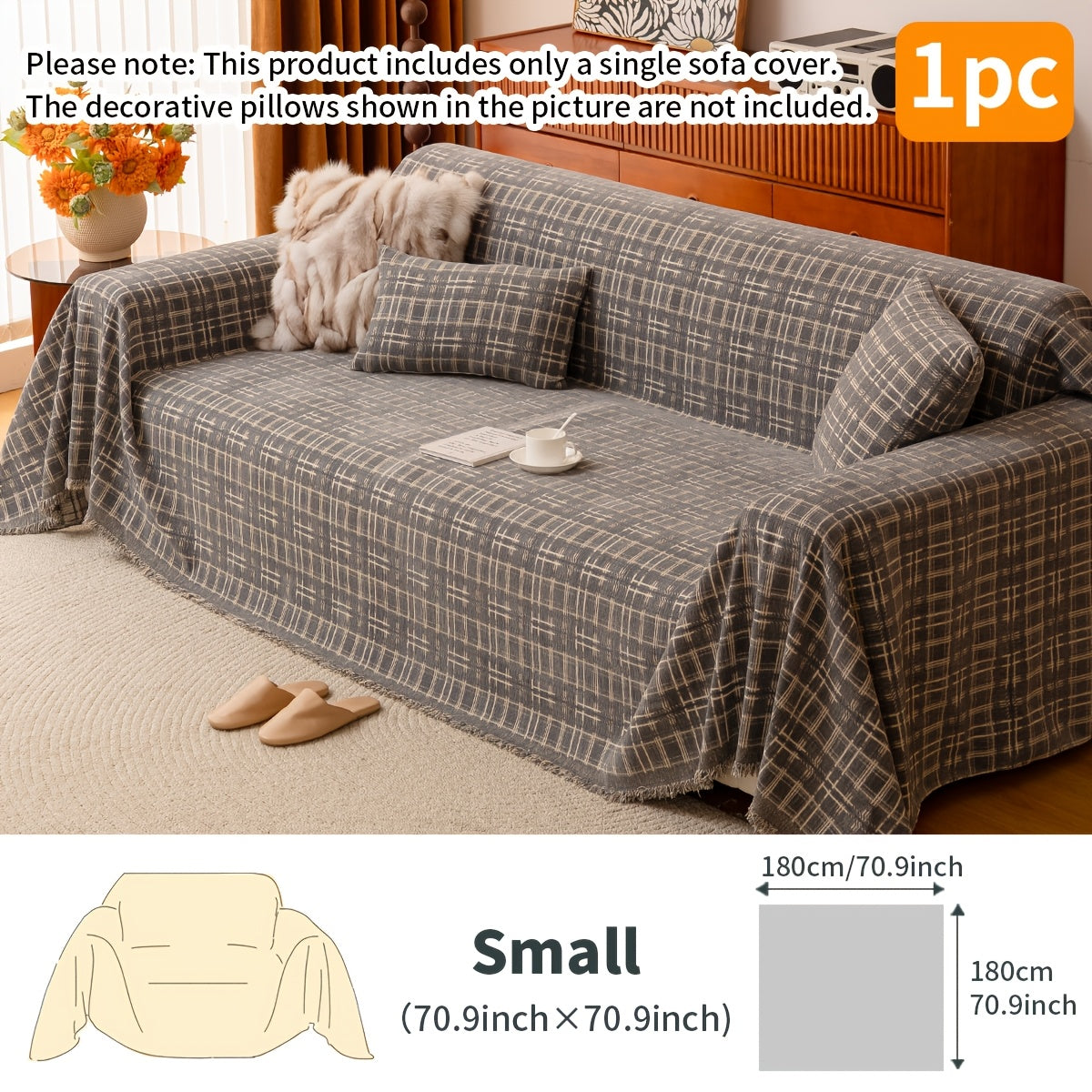 Plaid de canapé en chenille, 180 × 340 cm, 300 à 350 g/m²