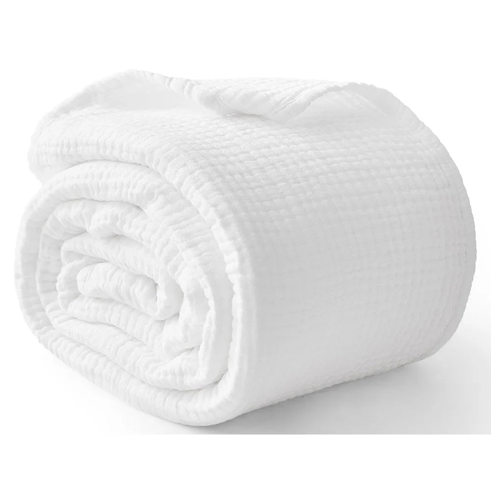 Plaid de canapé : Plaid en mousseline pour adultes, 100% coton