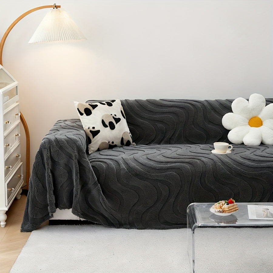 Plaid de canapé en velours peluche, 180 × 340 cm