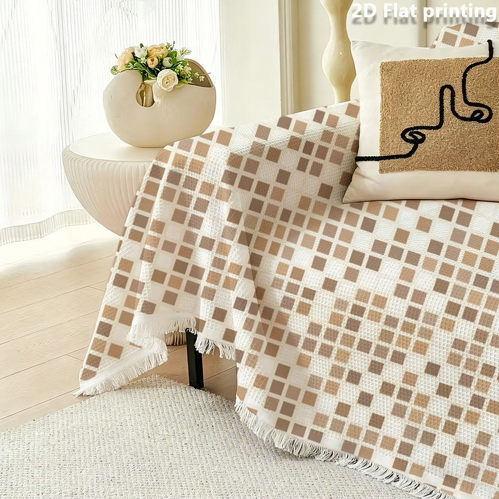 Plaid de canapé gaufré, 180 × 340 cm, chaud, style contemporain, visuel produit