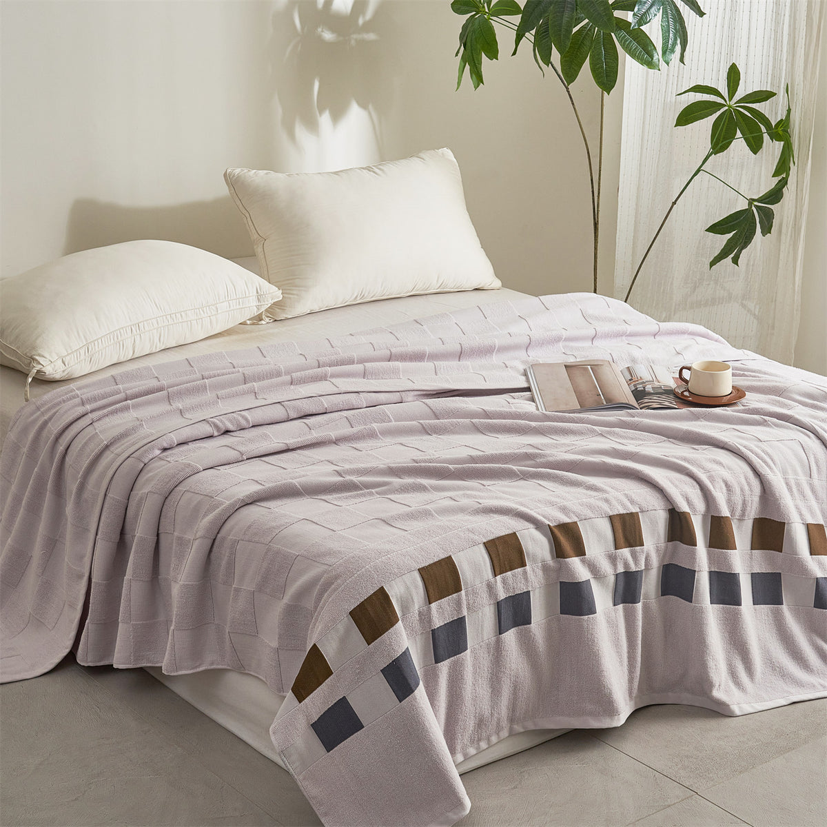 Plaid de canapé en coton, 150 × 200 cm, disponible en 5 coloris