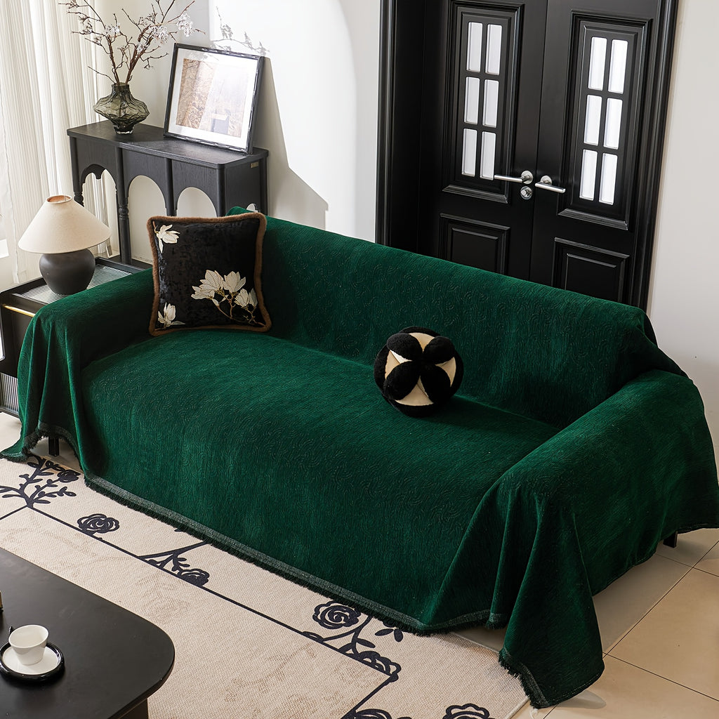 1pc Coussin de canap en chenille  nud concentrique de poids lev Coussin de canap une pice de luxe lger Housse de canap multifonctionnelle surdimensionne populaire europenne et amricaine Tissu de housse de canap adapt aux animaux de compag