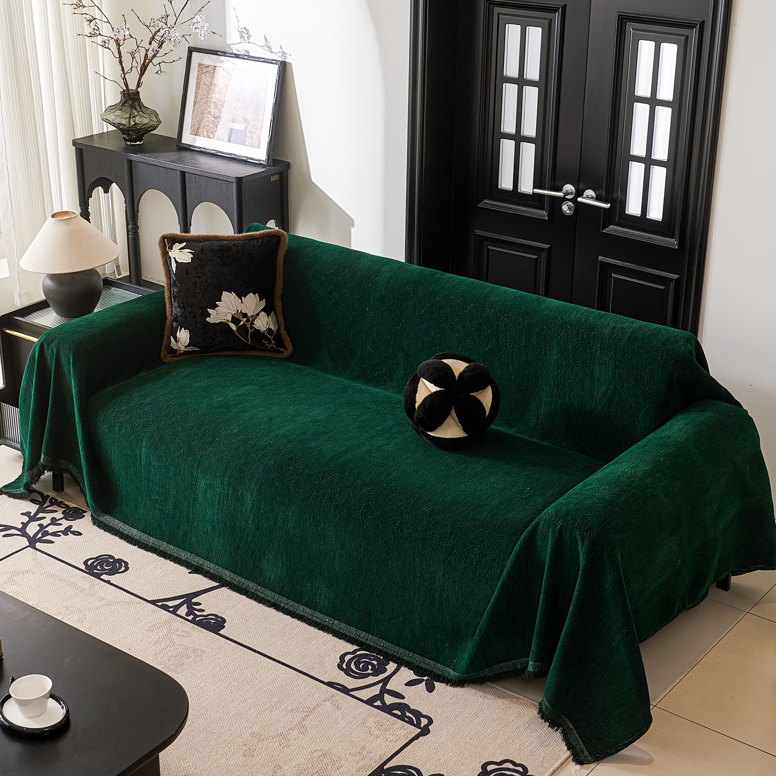 1pc Coussin de canap en chenille  nud concentrique de poids lev Coussin de canap une pice de luxe lger Housse de canap multifonctionnelle surdimensionne populaire europenne et amricaine Tissu de housse de canap adapt aux animaux de compag
