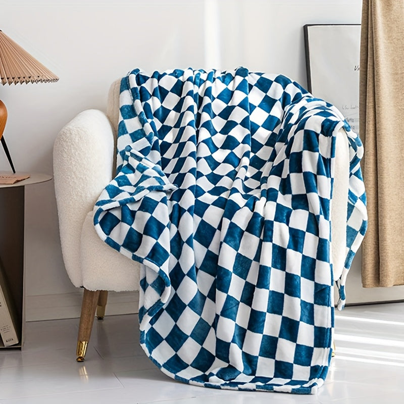 Plaid  bordure en damier doux et confortable adapt  toutes les saisons idal pour canaps chambres bureaux et camping