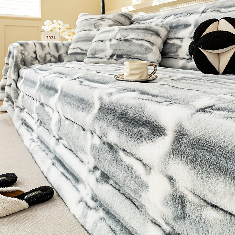 1 pice Coussin de canap doux et confortable en fausse peluche de lapin Housse de canap en tissu pelucheux chaud Couverture en peluche paissie Protecteur de meubles Plaid de canap duveteux antidrapant pour chambre bureau salon dcoration dint