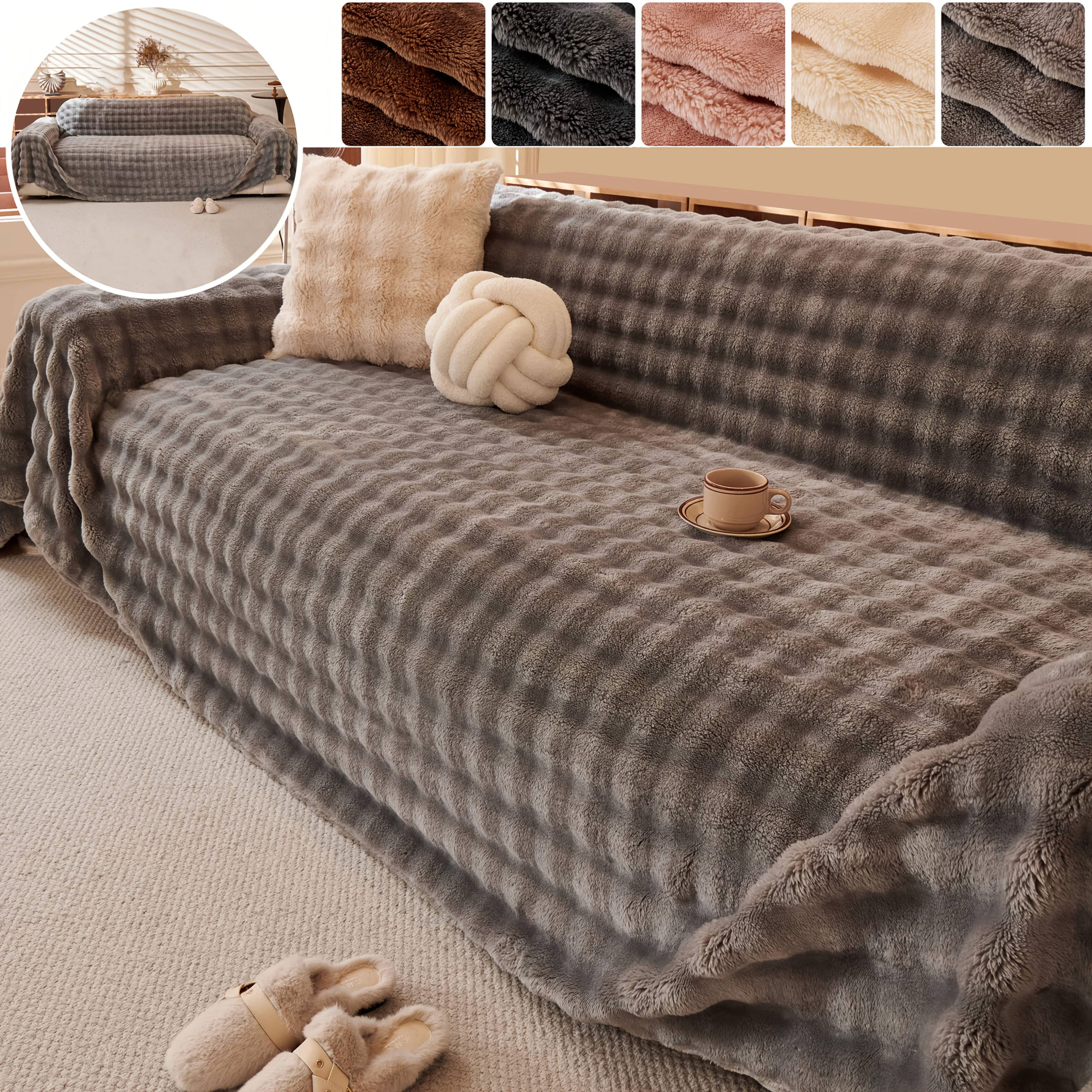 1pc Serviette de Canap en Flanelle Chaude Douce pour la Peau Poussire et Griffures de Chat  pour Canap de Chambre et Salon